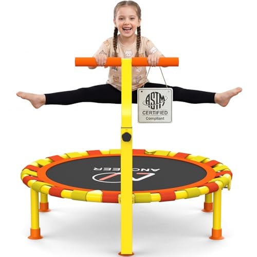 ANCHEER Kids Trampoline w/ Adjustable Safety Bar 38"