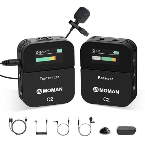 Moman C2 Wireless Lavalier Microphone System with 1 Transmitter & 1 Receiver Deal