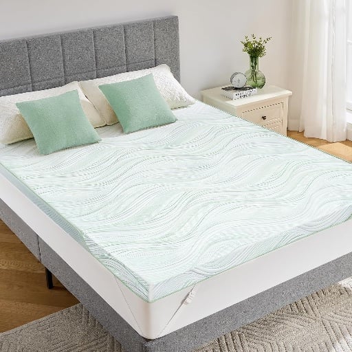 PERLECARE 3 Inch Dual Layer Gel Memory Foam Mattress Topper with Bamboo Cover Deal