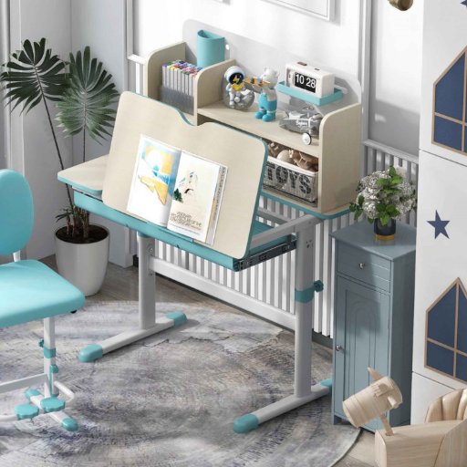 Costway Kid's Room Bundle: Kids Study Desk and Wooden Cabinet