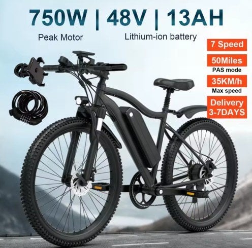 Toofly 26" Electric Bike 48V 13Ah 500W Motor