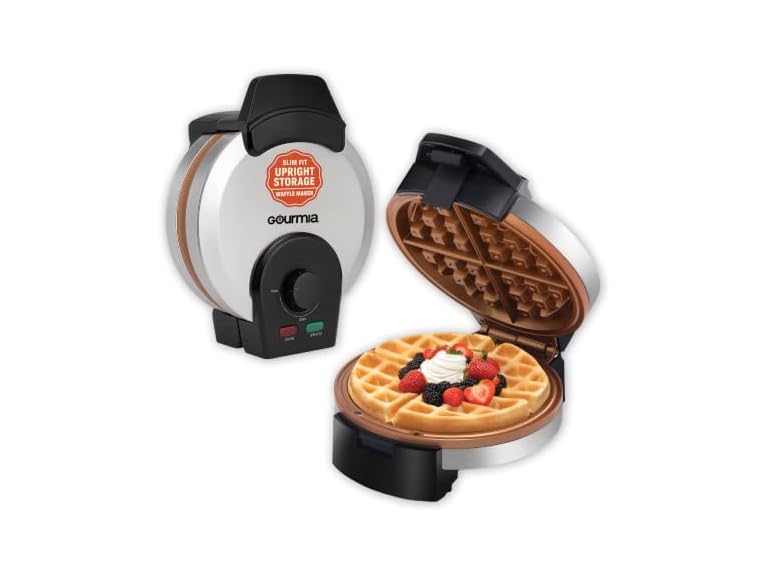Gourmia Upright Belgian Waffle Maker w/ Nonstick Ceramic Plate (Mobile App Deal) Deal