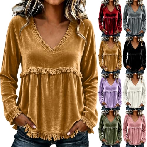 Velvet Fringe Trim Tops