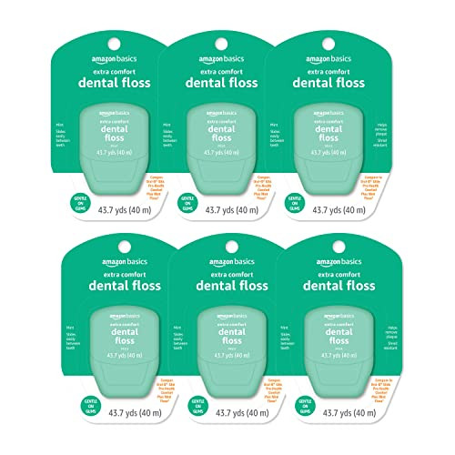 Amazon Basics Extra Comfort Mint Dental Floss 40m 6-Pack