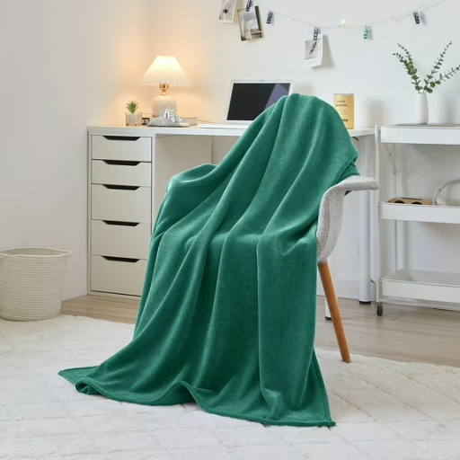 Mainstays 50" x 60" Cozy Sweatshirt Chenille Throw Blanket (Green Lily)