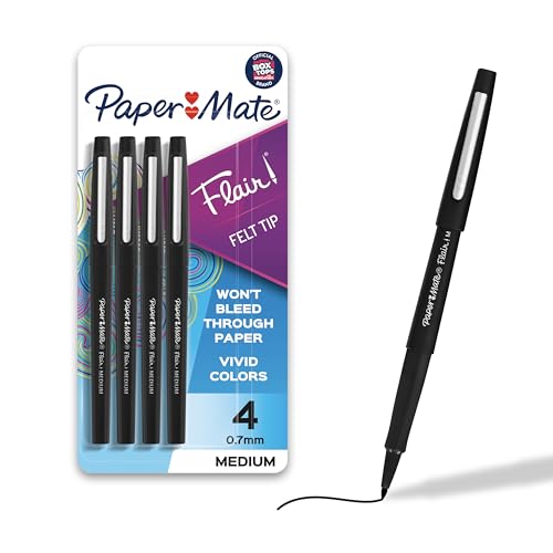 Paper Mate Flair Felt Tip Pens 4 Count Medium Point (0.7mm, Black) Deal