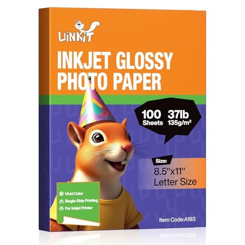 (Prime Deal) Uinkit 100-Sheet 8.5" x 11" Glossy Inkjet Flyer Paper (135gsm)