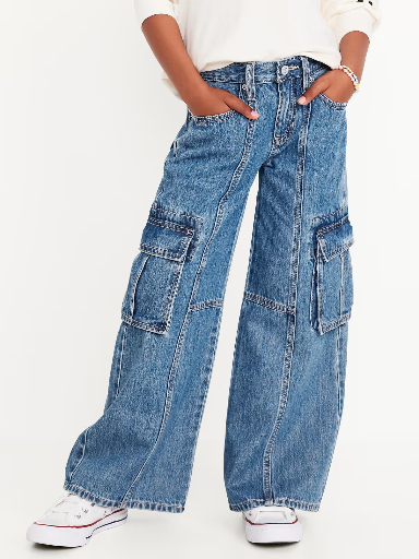 Old Navy High-Waisted Super Baggy Wide-Leg Cargo Jeans for Girls Deal