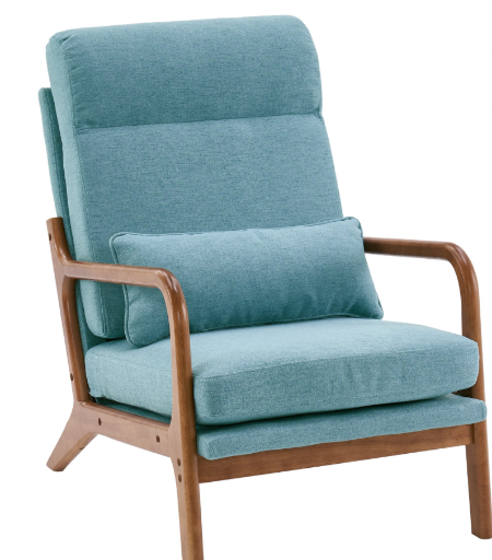 Ktaxon High Back Mid Century Modern Accent Chair with Solid Wood Frame: Teal
