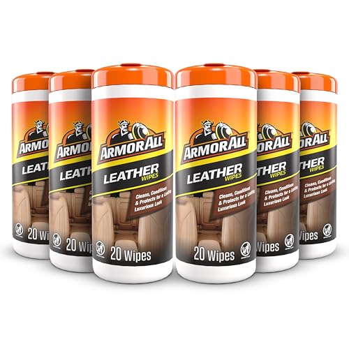 Armor All Car Leather Cleaner & Conditioner Wipes, 6-Pack 20-Count