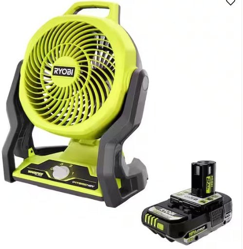 RYOBI ONE+ 18V Cordless Hybrid 7-1/2 in. Fan with 2.0 Ah Lithium-Ion HIGH PERFORMANCE Battery Deal