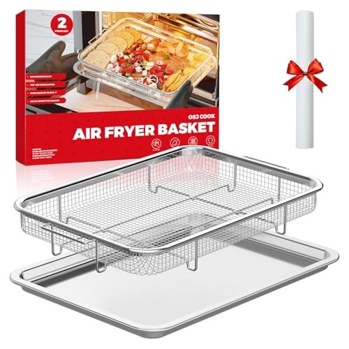 Air Fryer Basket and Tray Set with 100 PCS Parchment Papers