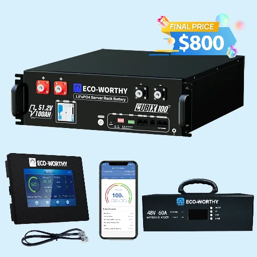 ECO-WORTHY 48V 100AH Lithium Battery UL9540A+ 48V 60A Charger+Battery Monitor Deal