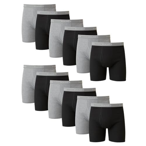 Hanes Mens Underwear Boxer Briefs 12-Pack