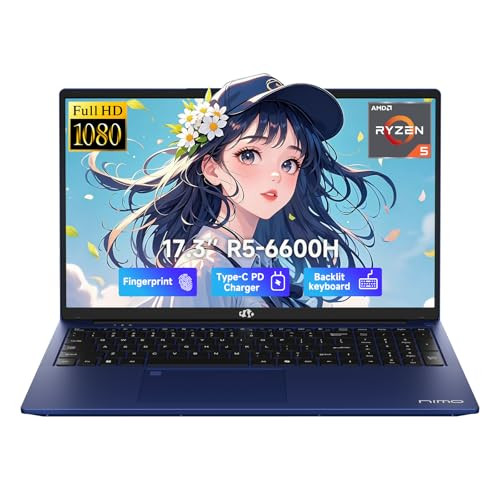 NIMO 17.3" FHD Laptop Ryzen 5 6600H 16GB DDR5 512GB SSD