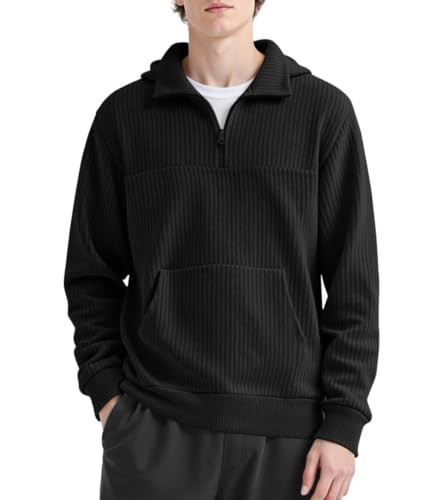 GINGTTO Mens Quarter Zip Pullover Hoodie 