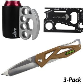 Sanrenmu 7 Folding Knife, Brass Knuckles COOZIE, Pocket Multi-Tool 3-Pack