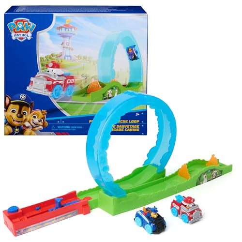 PAW Patrol Pup Squad Rescue Loop Track Playset w/ Chase & Marshall Toy Cars & Vehicle Launcher