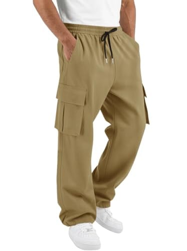 Runcati Men's Cargo Joggers with Elastic Waist & Multi Pockets Deal