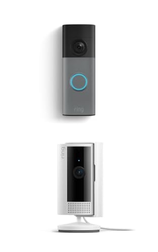 Ring Battery Doorbell 2nd Gen & Indoor Cam Bundle (Speckled Gray/White)