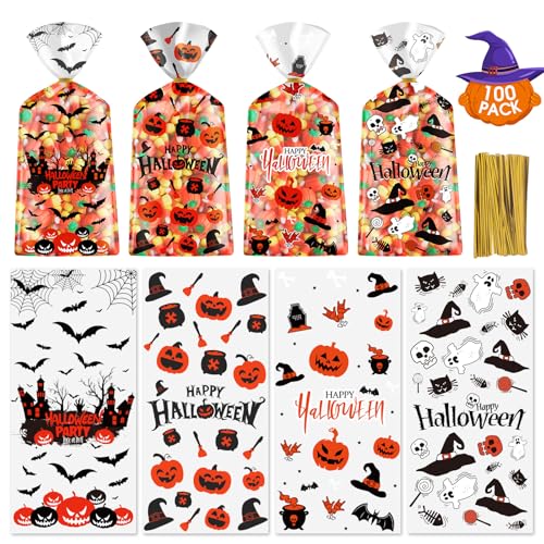 100 Pcs Halloween Treat Bags Deal