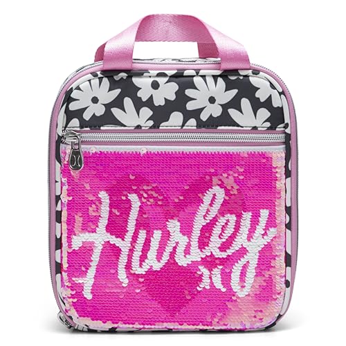 Hurley Sequin Insulated Lunch Tote Bag 1-L (Peony Pink/White) Deal