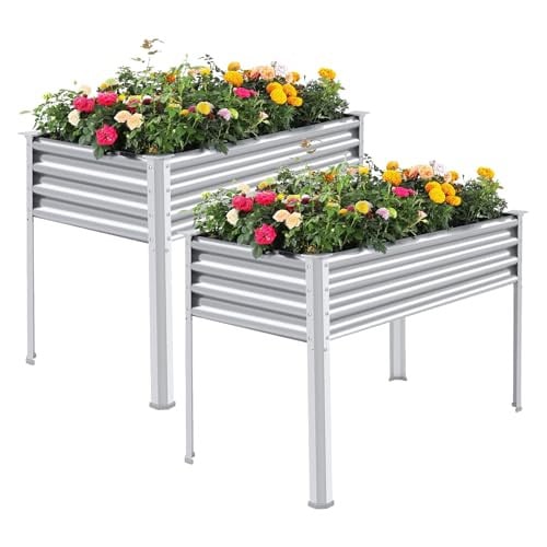 Land Guard 2 Pack Galvanized Raised Garden Bed with Legs, 48x24x32in Deal