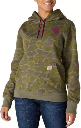 Carhartt Women's Clarksburg Printed Hoodie (Dusty Olive Vintage Camo) Deal