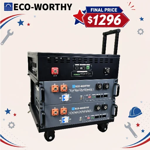 ECO-WORTHY 3500W Solar All-in-One 48V US Parallel Ready w/ 48V 50AH Battery & Base Deal
