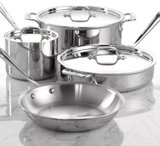 All-Clad D3 Stainless Steel Cookware Set, 7 Piece