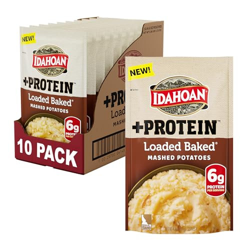 Idahoan Loaded Baked +Protein Mashed Potatoes 4.6 ounce (Pack of 10)