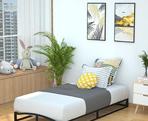 Amazon Basics Metal Platform Bed Frame with Wood Slat Support, Black