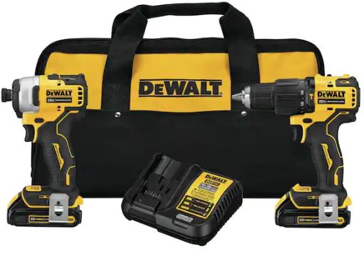 DeWalt ATOMIC 20V MAX Cordless Brushless Hammer Drill/Impact 2 Tool Combo Kit with (2) 1.3Ah Batteries