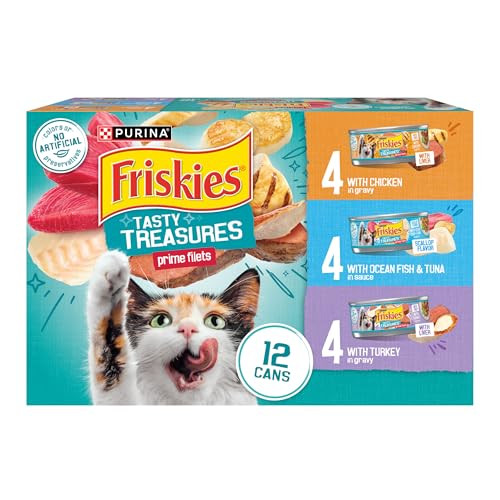 Purina Friskies Wet Cat Food Variety Pack, Tasty Treasures Prime Filets 12-Pack