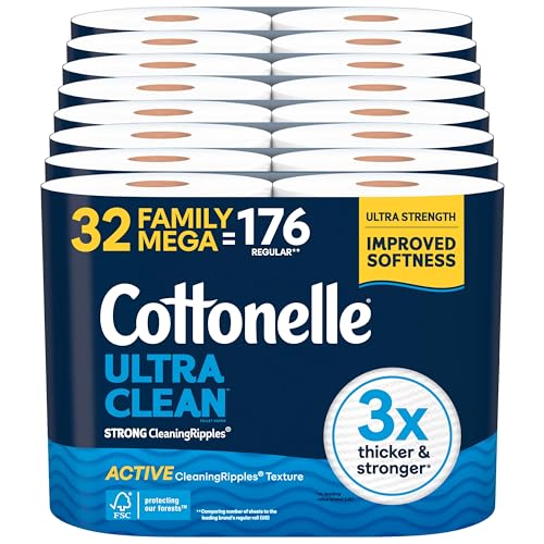 Cottonelle Ultra Clean 1-Ply Family Mega Rolls Toilet Paper 32-Pack Deal