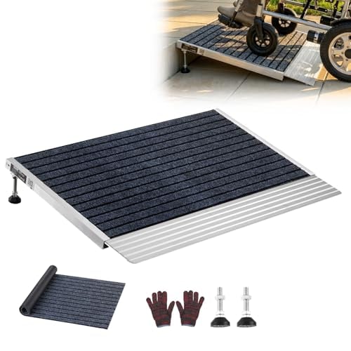 VEVOR Aluminum Threshold Wheelchair Ramp 24" x 35.8" w/ Adjustable Height & Non-Slip Surface Deal