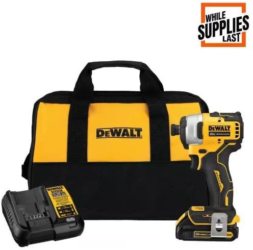 DEWALT ATOMIC 20V MAX Cordless Brushless Compact 1/4 in. Impact Driver with 1.3Ah Battery