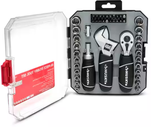 Husky 1/4 in. and 3/8 in. Stubby Ratchet and Socket Set (46-Piece)