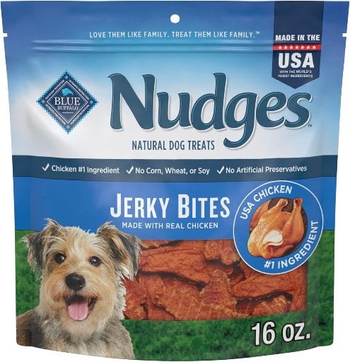 Blue Buffalo Nudges Chicken Jerky Bites Dog Treats 1-Lb