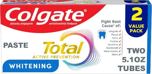 Colgate Total Whitening Toothpaste 2 x 2-Pack 5.1-Oz (Mint) Deal