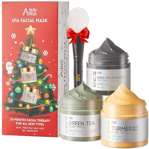 Face Mask Clay, Green Tea, and Dead Sea Minerals Gift Set - 3 Pack 