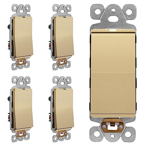 LIDER Lighted Frameless Paddle Light Switch 15A 5-Pack