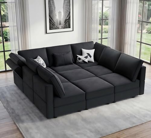 Vesgantti 92" 9 Seats Modular Sectional Sleeper Sofa with Storage Deal
