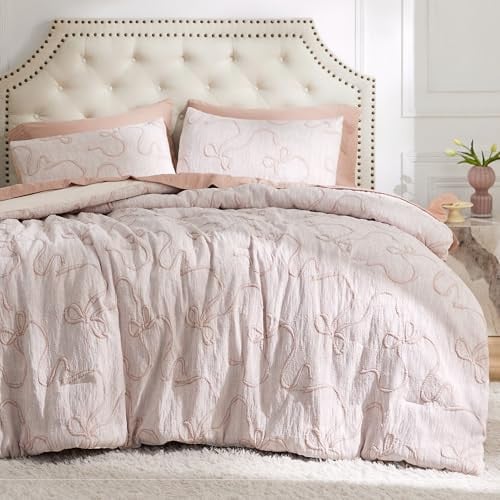 3 Pieces Breathable Bow Comforter Set Deal