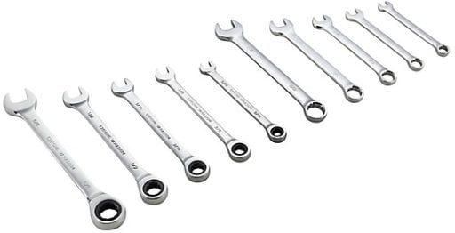 JobSmart 10-Piece Assorted SAE Combination and Ratcheting Wrench Set