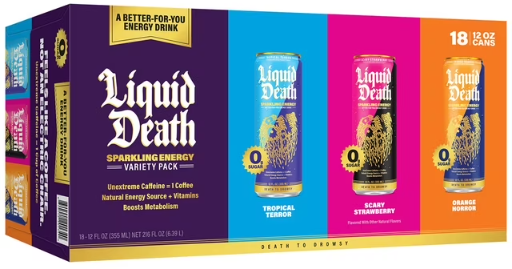 Liquid Death Sparkling Energy Variety Pack 18-Pack