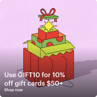 Etsy: $50+ Gift Cards