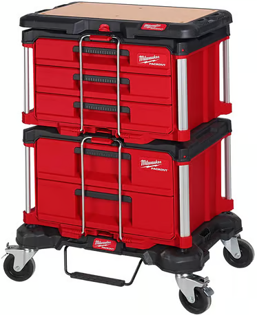 PACKOUT Garage Stack Rolling Dolly, 2 Drawer Tool Box, 3 Drawer Tool Box, and Work Top Deal