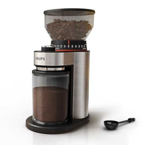 KRUPS 2-20 Cups Electric Flat Burr Coffee Grinder, 18 Grind Settings