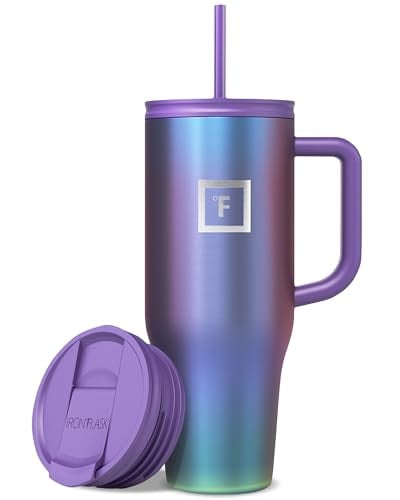 IRON °FLASK Co-Pilot Insulated Mug w/Straw & Flip Cap Lids - Aurora, 40 Oz Deal